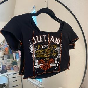 Brand new biker style crop top, size M.